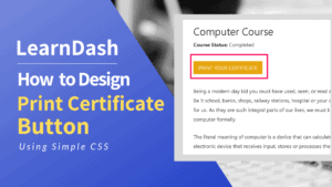 learndash Print certificate button