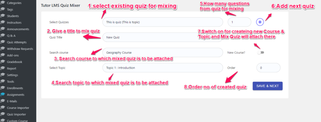 tutor lms quiz mixer plugin